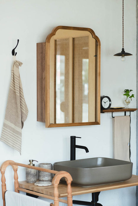 Wood arch キャビネットミラー