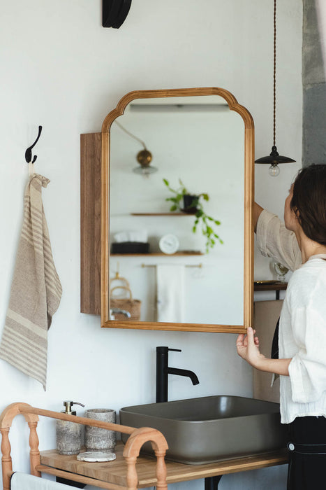 Wood arch キャビネットミラー