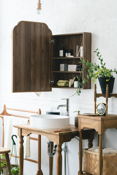 Wood arch キャビネットミラー