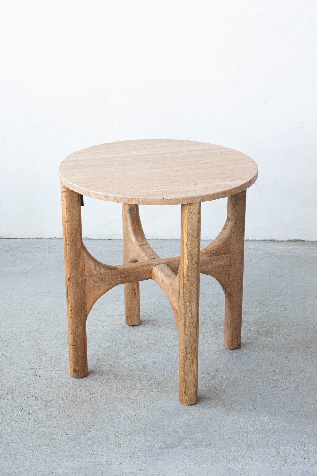 天石ぶい sed/met クロステーブル φ450｜天然大理石×マンゴーウッドのラウンド