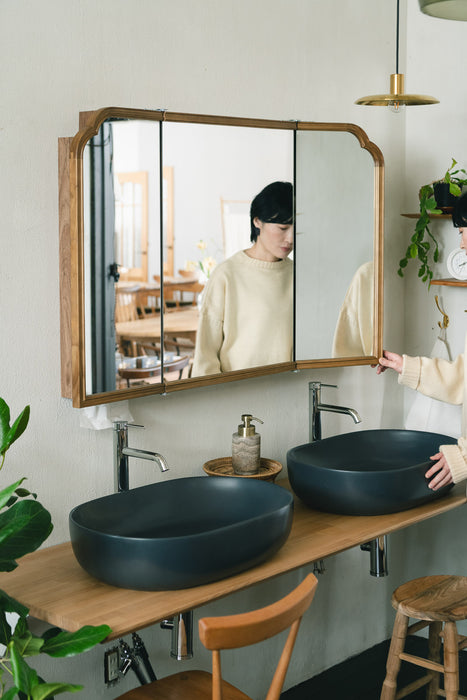 Wood arch キャビネットミラー 1150