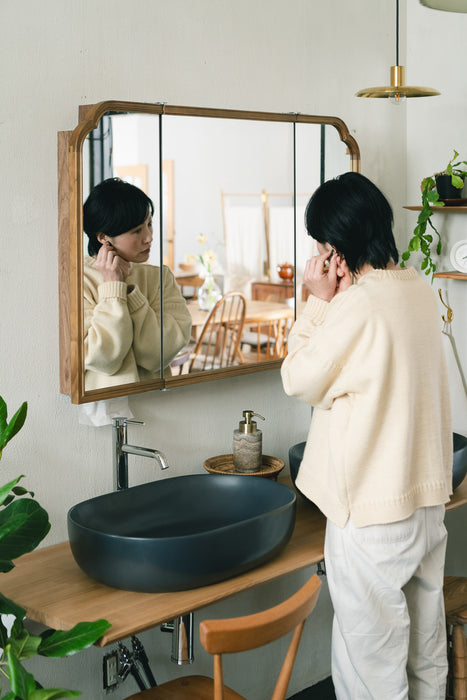 Wood arch キャビネットミラー 1150