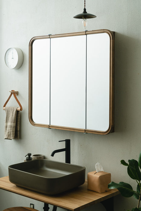 Wood curve 3ドアキャビネットミラー 850