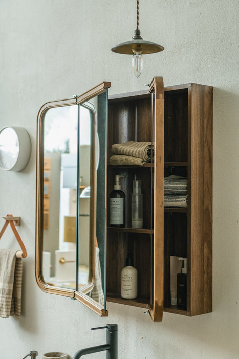 Wood curve 3ドアキャビネットミラー 850