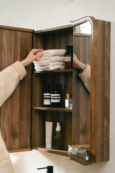 Wood curve 3ドアキャビネットミラー 850