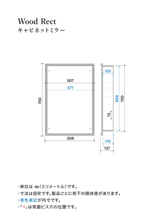 Wood rect キャビネットミラー