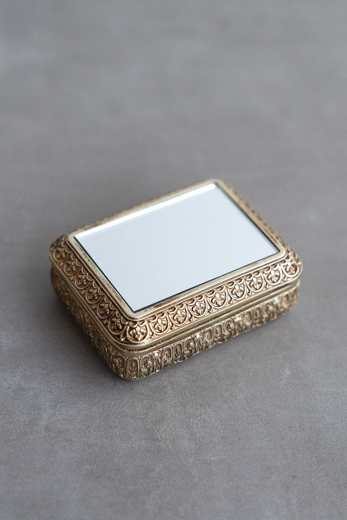 Resin Box with mirror lid | アンティーク調 ミラー付きレジン