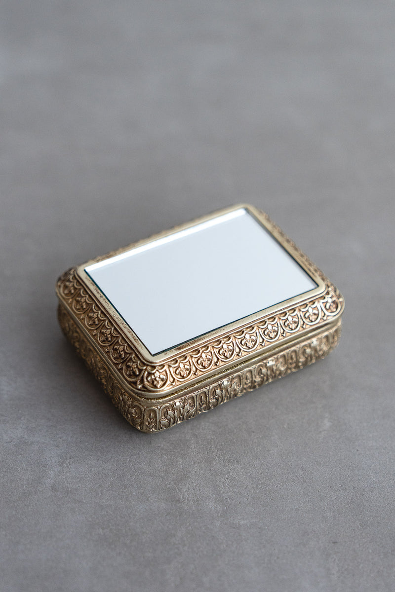 Resin Box with mirror lid | アンティーク調 ミラー付きレジン