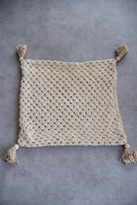 クロシェット タッセル付きクッションカバー 45×45