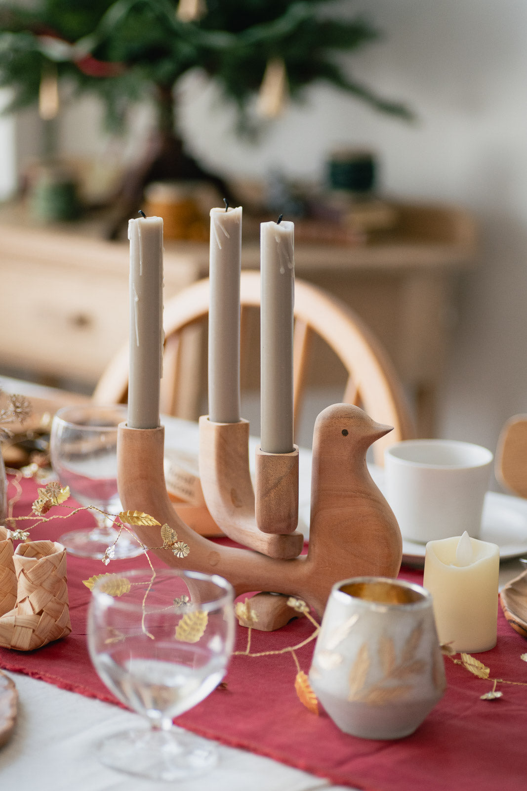 Bird Candle Stand｜マホガニーの鳥モチーフ・キャンドルスタンド