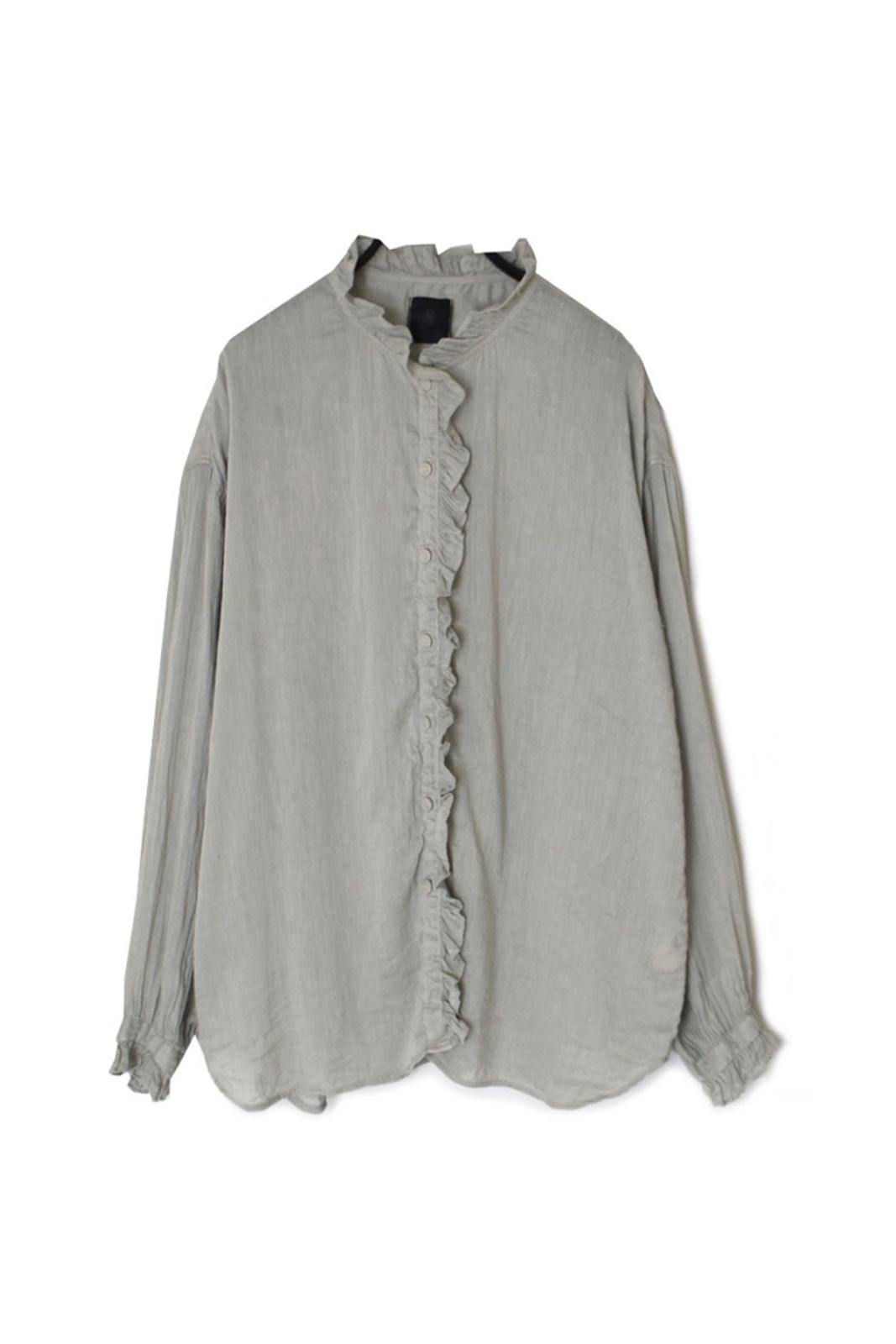 t*e様 HERILL リネンコットンフーディ Top Gray 1 60s AUTOLOOM LINEN/COTTON PLAIN OVERDYE FRILL COLLAR SHIRTS