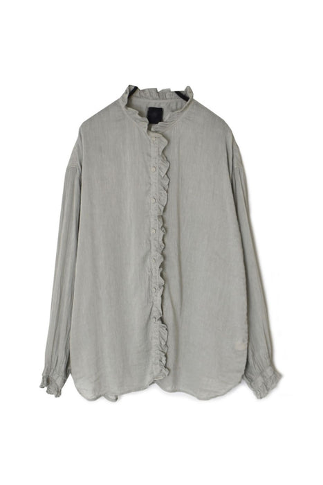 maison de soil | 60s AUTOLOOM LINEN/COTTON PLAIN OVERDYE FRILL COLLAR SHIRTS