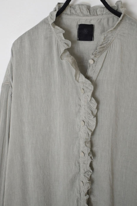 maison de soil | 60s AUTOLOOM LINEN/COTTON PLAIN OVERDYE FRILL COLLAR SHIRTS