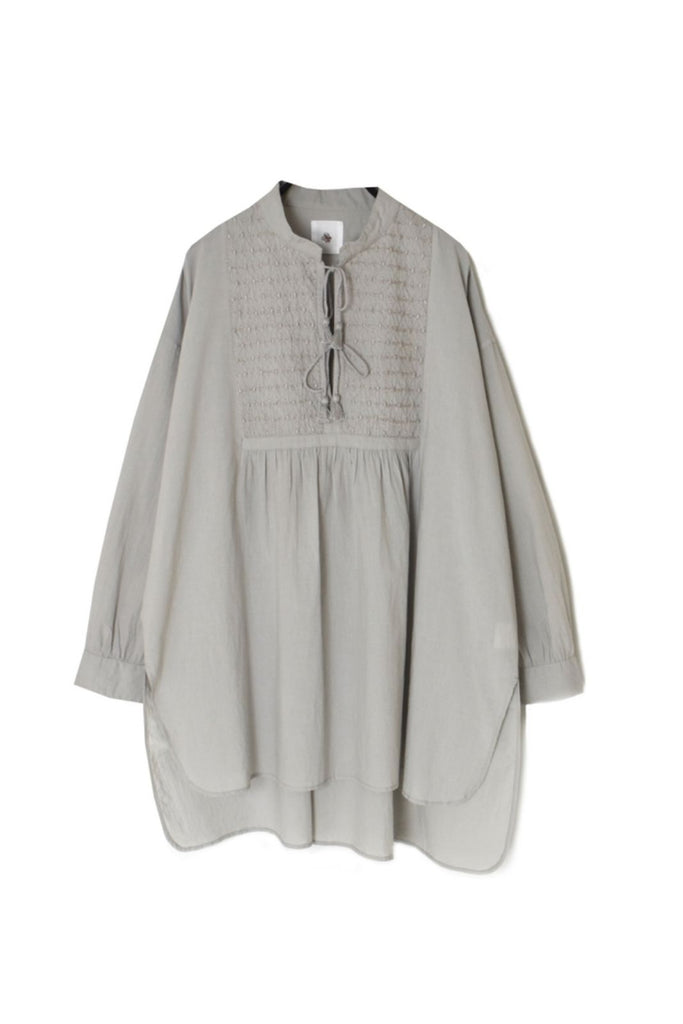 60s ORGANIC CAMBRIC WITH EMB BANDED COLLAR EMB TUNIC