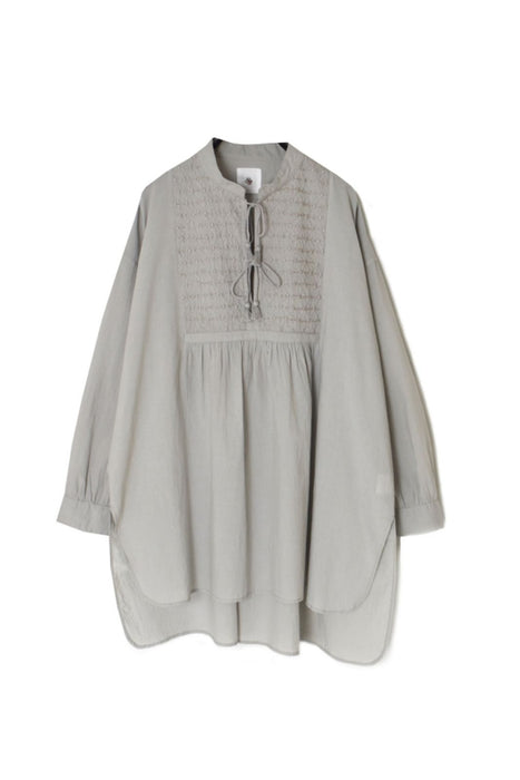 maison de soil | 60s ORGANIC CAMBRIC WITH EMB BANDED COLLAR EMB TUNIC