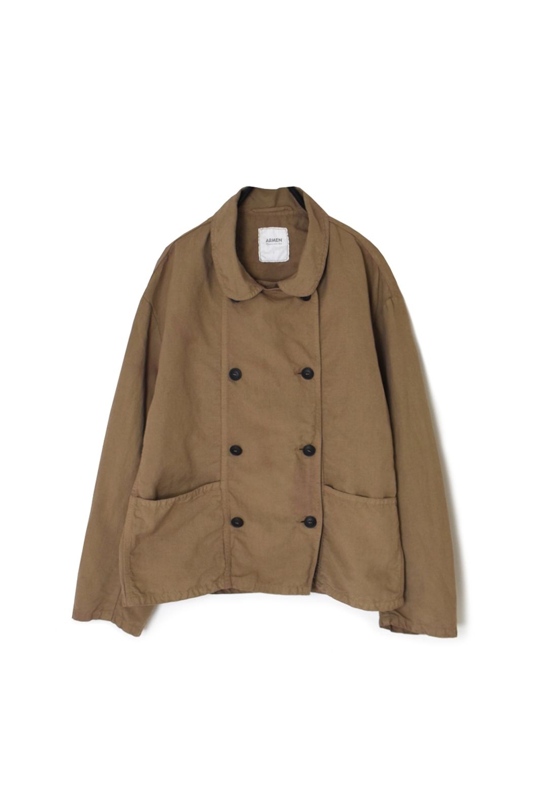 ジャケット・アウター ohotoro / Round Double Coat LINEN/COTTON PLAIN OVERDYE ROUND COLLAR DOUBLE JACKET | 軽やかな