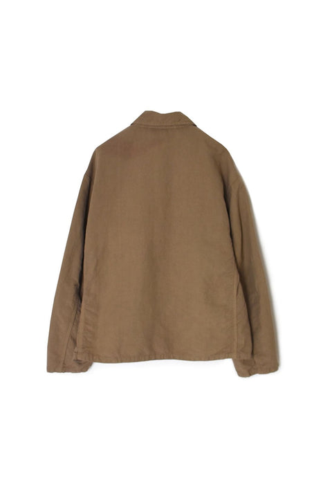 ARMEN | LINEN/COTTON PLAIN OVERDYE ROUND COLLAR DOUBLE JACKET