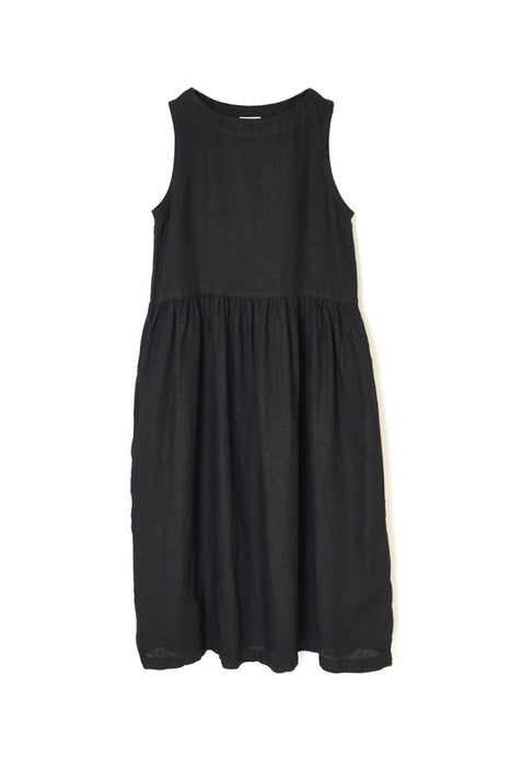 ARMEN | LINEN PLAIN OVERDYE BOAT NECK SLEEVELESS ONE-PIECE