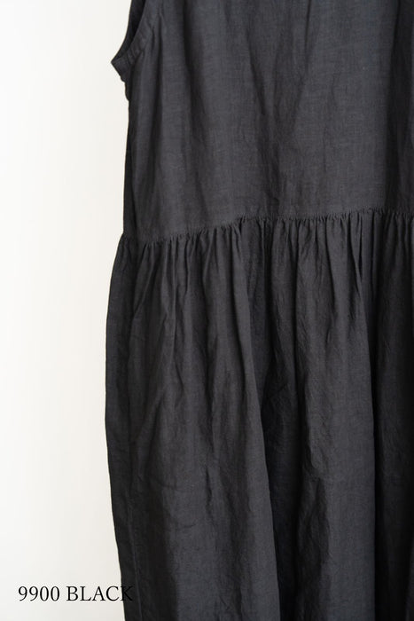 ARMEN | LINEN PLAIN OVERDYE BOAT NECK SLEEVELESS ONE-PIECE