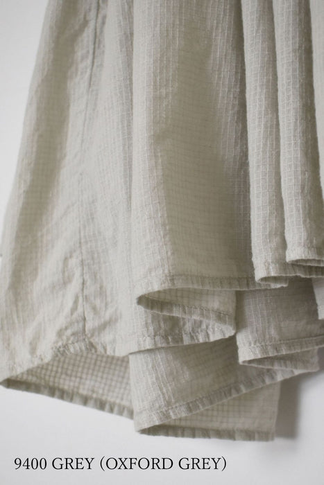 maison de soil | 80s ORGANIC MICRO CHECK OVERDYE CREW-NECK BUTTON SHIRT WITH MINI PINTUCK