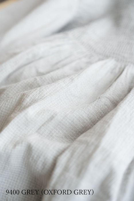 maison de soil | 80s ORGANIC MICRO CHECK OVERDYE CREW-NECK BUTTON SHIRT WITH MINI PINTUCK