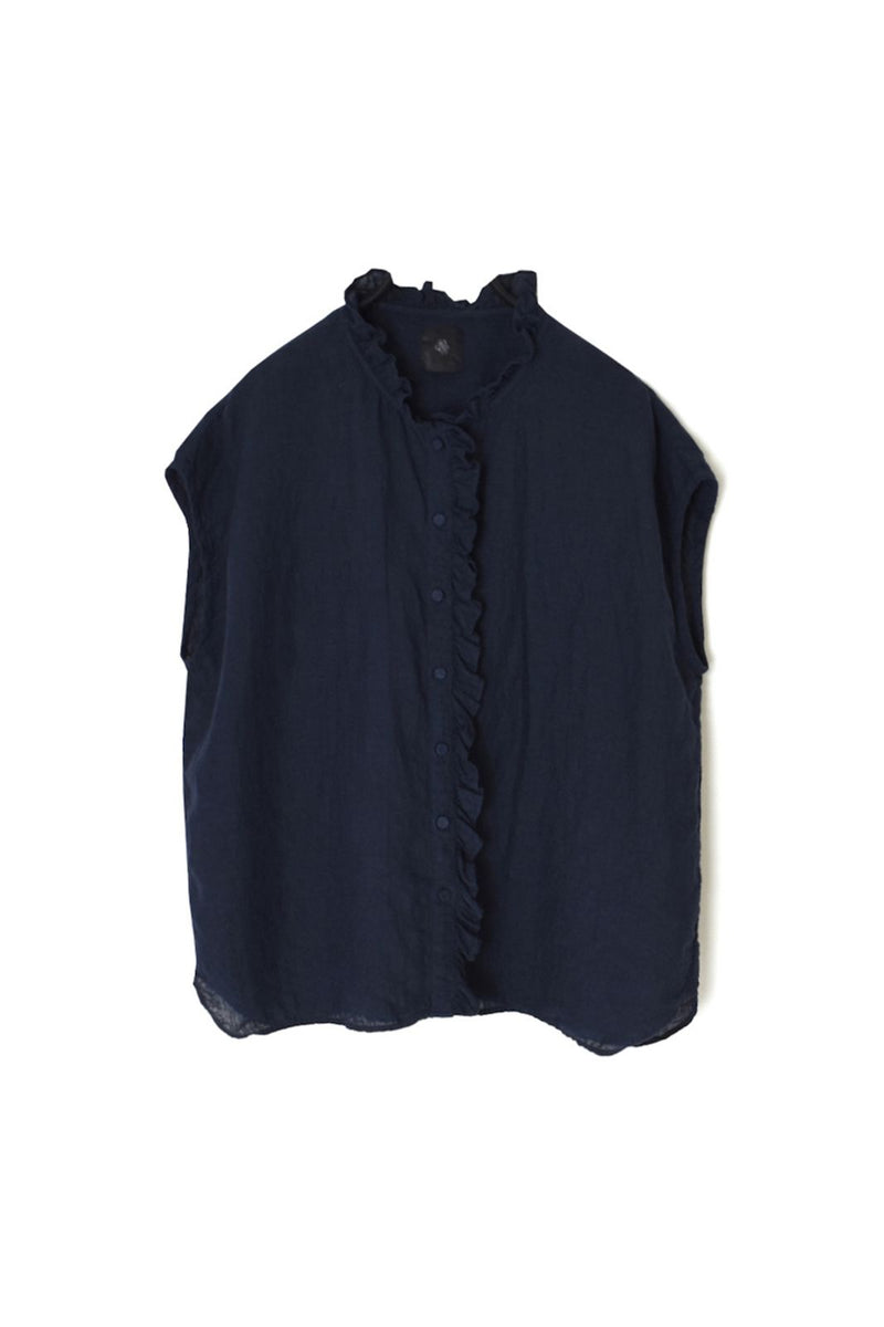 60s AUTOLOOM LINEN FRENCH/SL FRILL COLLAR SHIRTS | リネン100