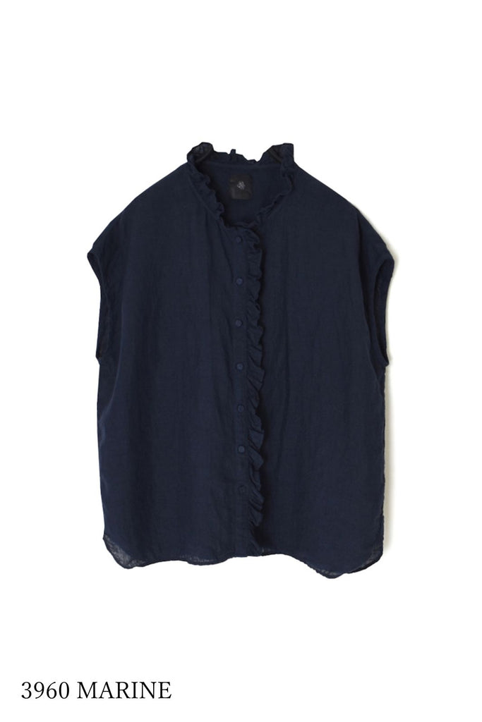 60s AUTOLOOM LINEN FRENCH/SL FRILL COLLAR SHIRTS | リネン100