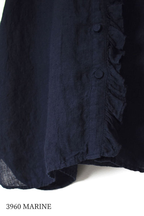 maison de soil | 60s AUTOLOOM LINEN PLAIN OVERDYE FRENCH/SL FRILL COLLAR SHIRTS