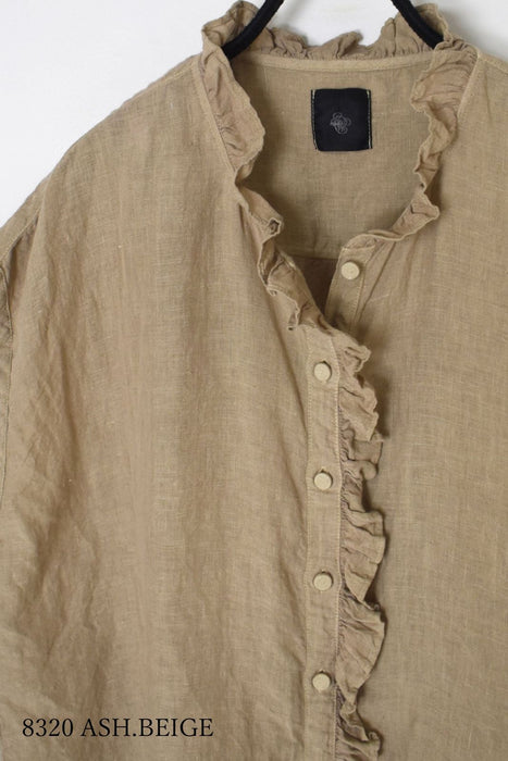 maison de soil | 60s AUTOLOOM LINEN PLAIN OVERDYE FRENCH/SL FRILL COLLAR SHIRTS