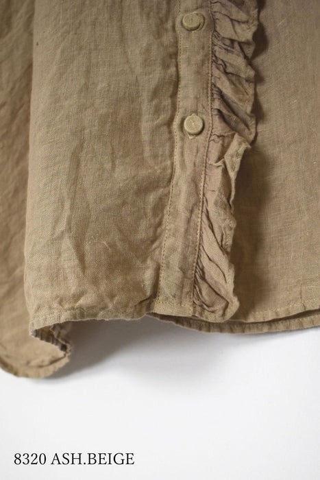 maison de soil | 60s AUTOLOOM LINEN PLAIN OVERDYE FRENCH/SL FRILL COLLAR SHIRTS