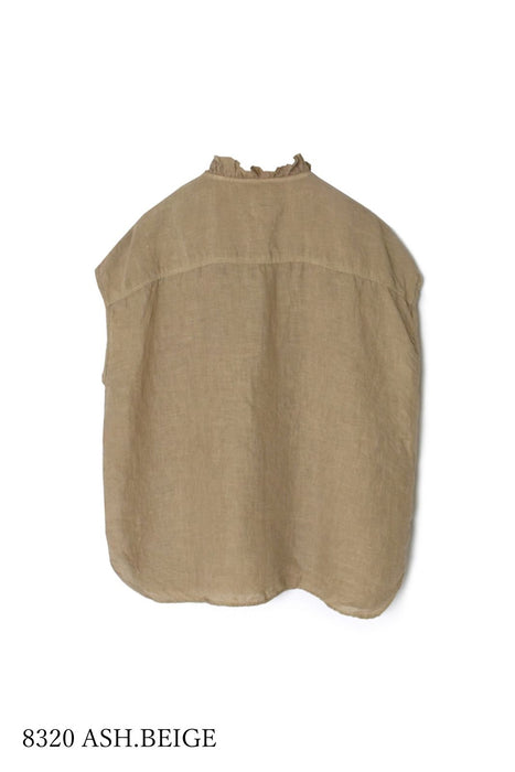 maison de soil | 60s AUTOLOOM LINEN PLAIN OVERDYE FRENCH/SL FRILL COLLAR SHIRTS