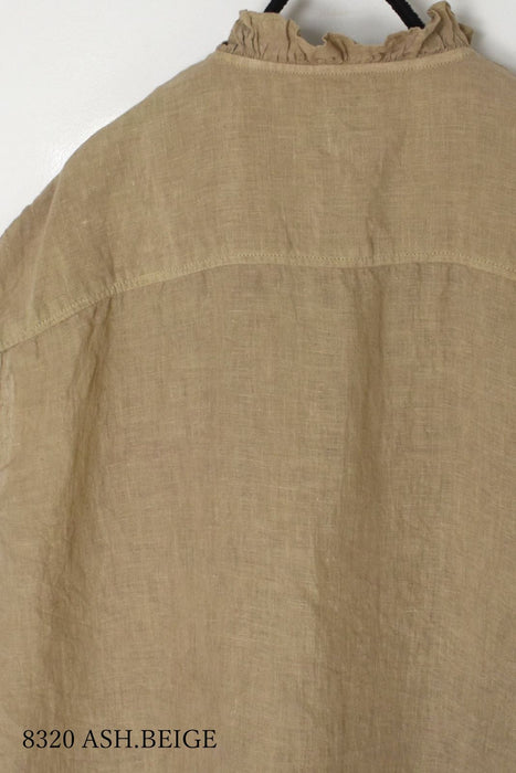 maison de soil | 60s AUTOLOOM LINEN PLAIN OVERDYE FRENCH/SL FRILL COLLAR SHIRTS