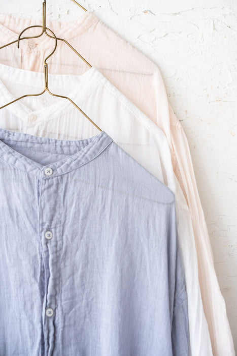 ARMEN | 60s SINGLE GAUZE PLAIN OVERDYE UTILITY BANDED COLLAR SHIRT