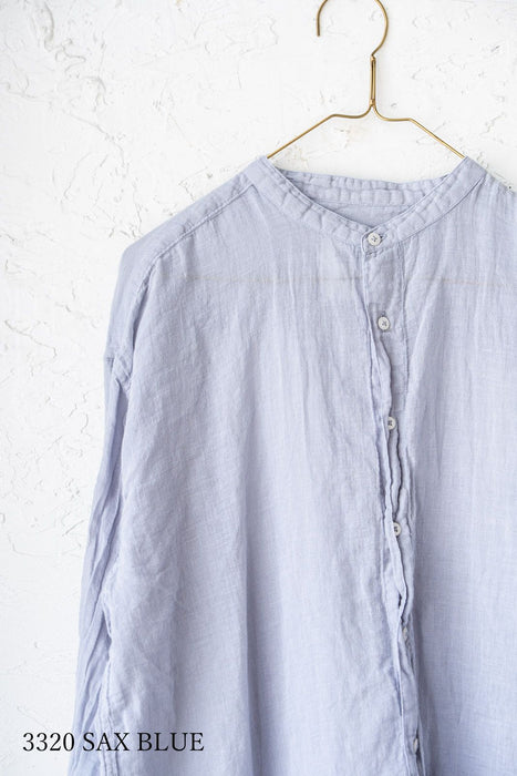 ARMEN | 60s SINGLE GAUZE PLAIN OVERDYE UTILITY BANDED COLLAR SHIRT