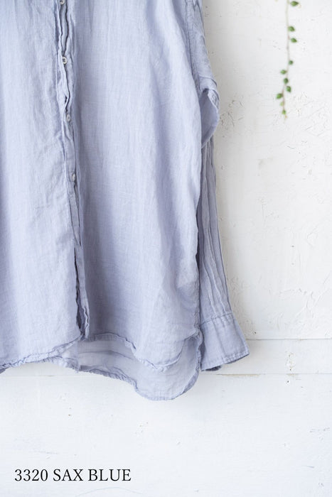 ARMEN | 60s SINGLE GAUZE PLAIN OVERDYE UTILITY BANDED COLLAR SHIRT