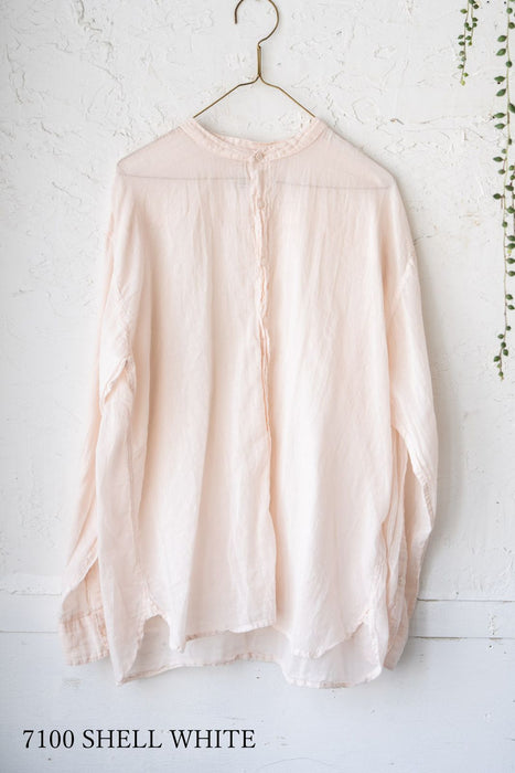 ARMEN | 60s SINGLE GAUZE PLAIN OVERDYE UTILITY BANDED COLLAR SHIRT