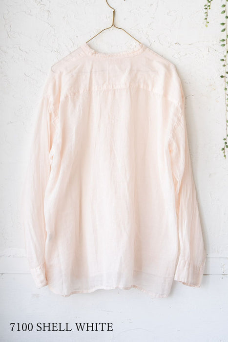 ARMEN | 60s SINGLE GAUZE PLAIN OVERDYE UTILITY BANDED COLLAR SHIRT