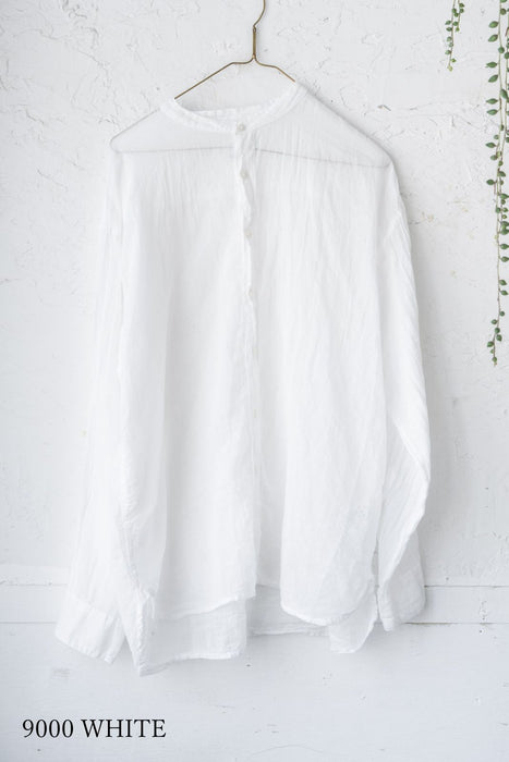 ARMEN | 60s SINGLE GAUZE PLAIN OVERDYE UTILITY BANDED COLLAR SHIRT