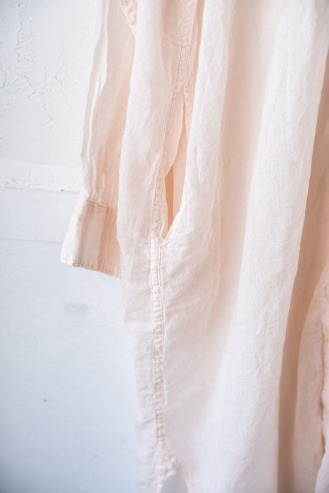 ARMEN | 60s SINGLE GAUZE PLAIN OVERDYE UTILITY BANDED COLLAR LONG SHIRT
