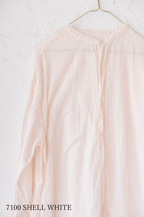 ARMEN | 60s SINGLE GAUZE PLAIN OVERDYE UTILITY BANDED COLLAR LONG SHIRT