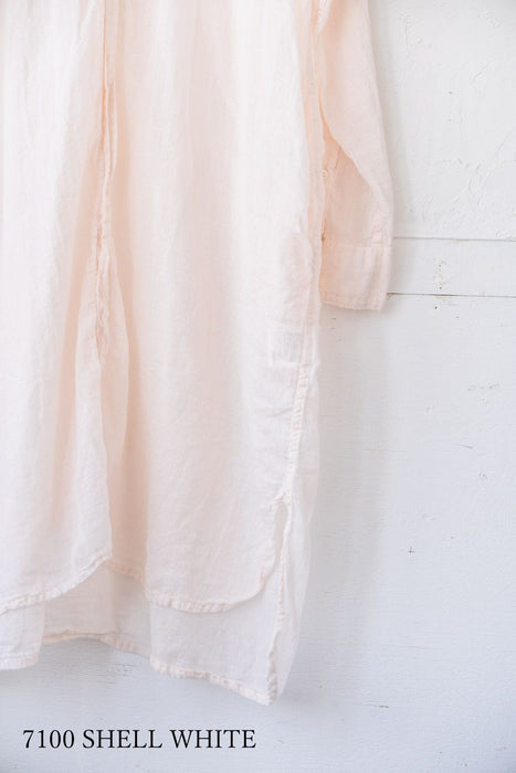 ARMEN | 60s SINGLE GAUZE PLAIN OVERDYE UTILITY BANDED COLLAR LONG SHIRT