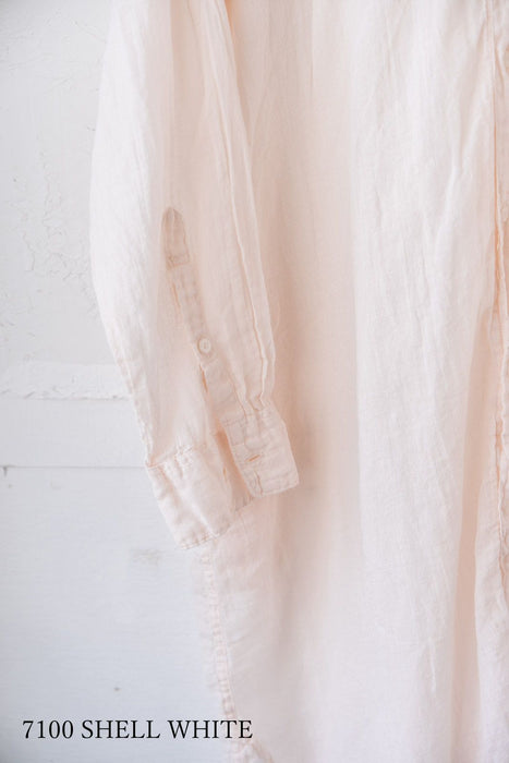 ARMEN | 60s SINGLE GAUZE PLAIN OVERDYE UTILITY BANDED COLLAR LONG SHIRT