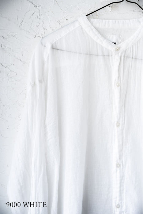 ARMEN | 60s SINGLE GAUZE PLAIN OVERDYE UTILITY BANDED COLLAR LONG SHIRT