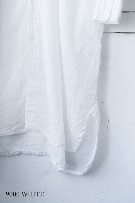 ARMEN | 60s SINGLE GAUZE PLAIN OVERDYE UTILITY BANDED COLLAR LONG SHIRT