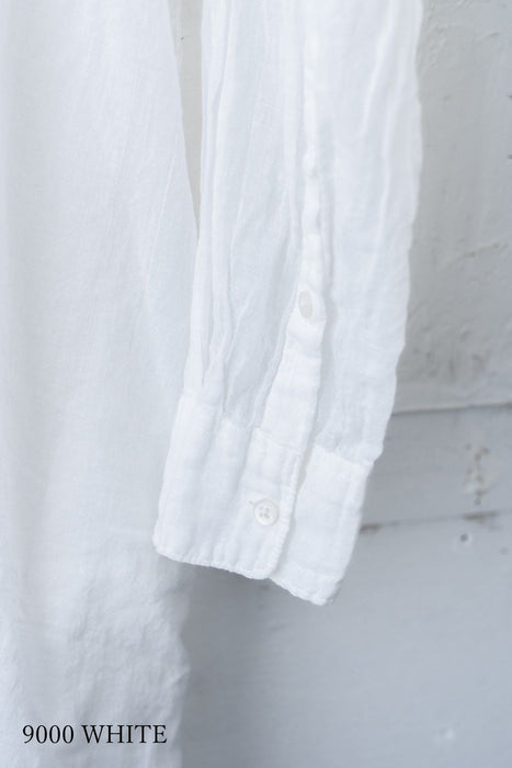 ARMEN | 60s SINGLE GAUZE PLAIN OVERDYE UTILITY BANDED COLLAR LONG SHIRT