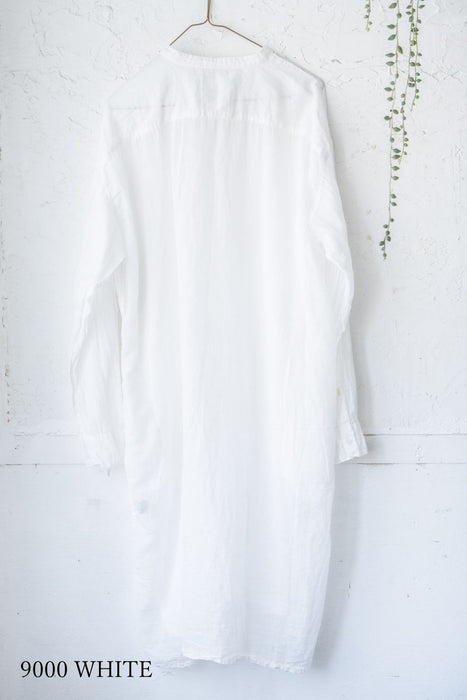 ARMEN | 60s SINGLE GAUZE PLAIN OVERDYE UTILITY BANDED COLLAR LONG SHIRT