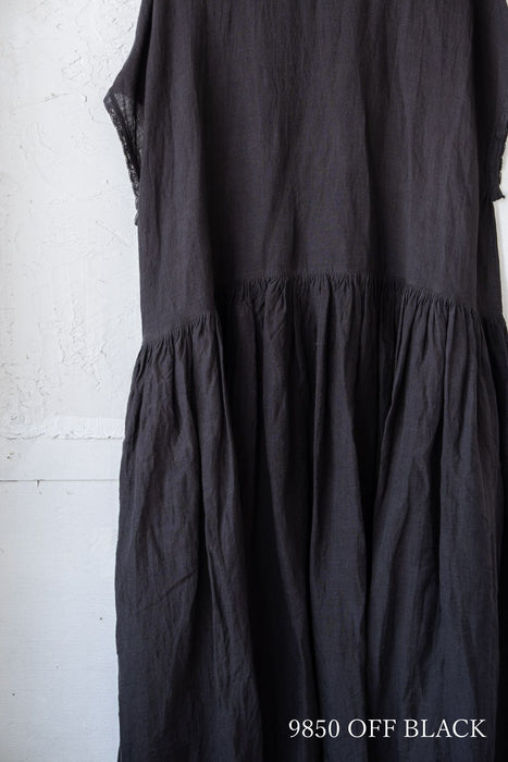 maison de soil | 80s POWER LOOM LINEN PLAIN BOAT-NECK LACE PULLOVER DRESS