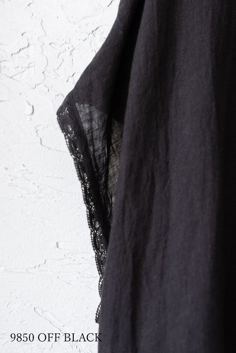 maison de soil | 80s POWER LOOM LINEN PLAIN BOAT-NECK LACE PULLOVER DRESS