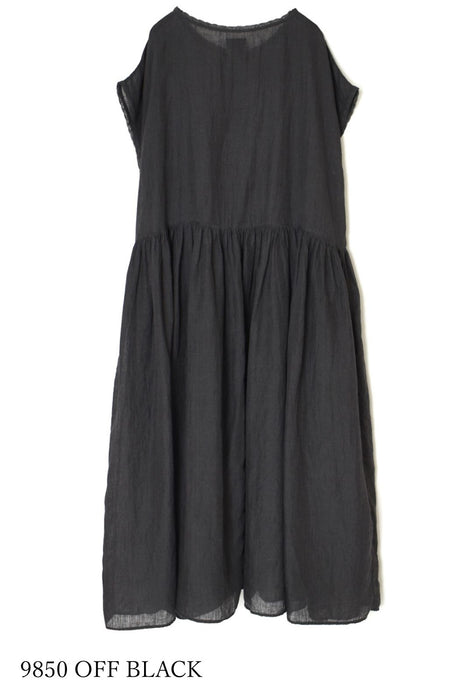 maison de soil | 80s POWER LOOM LINEN PLAIN BOAT-NECK LACE PULLOVER DRESS