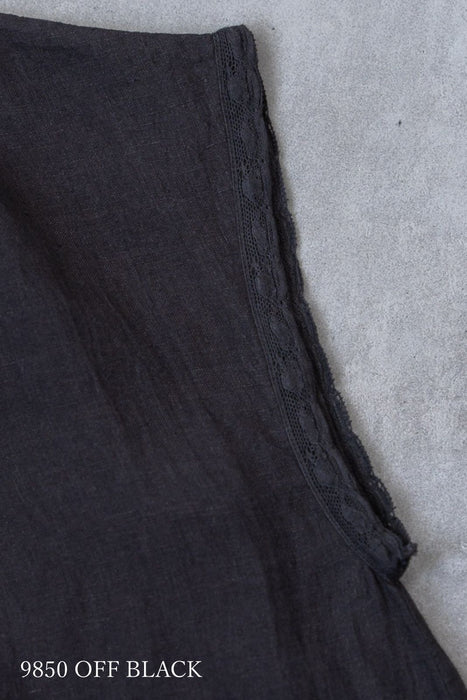 maison de soil | 80s POWER LOOM LINEN PLAIN BOAT-NECK LACE PULLOVER DRESS